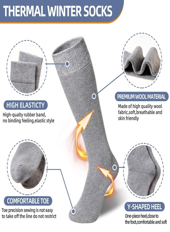 Eyean Women's Knee High Wool Socks Winter Thick Thermal Soft Comfy Over Knee Long High Socks 2 Pairs (Solid Color Black+Grey) - Image 5